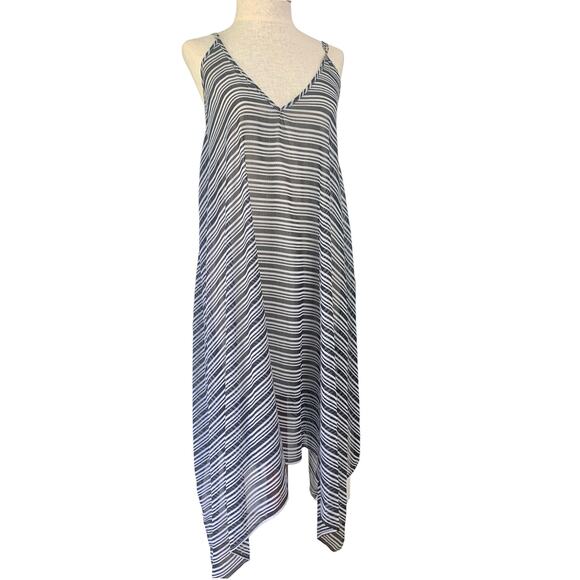 Handkerchief Style Women Dress Striped Sleeveless Swimsuit Bathing Suit Cover Up - Picture 1 of 11